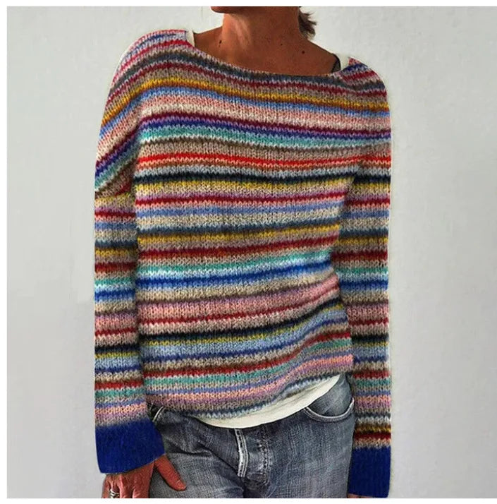 SILVIA Retro Knit Pullover Sweater - Vintage Style, Cozy Fit, Perfect for Fall & Winter