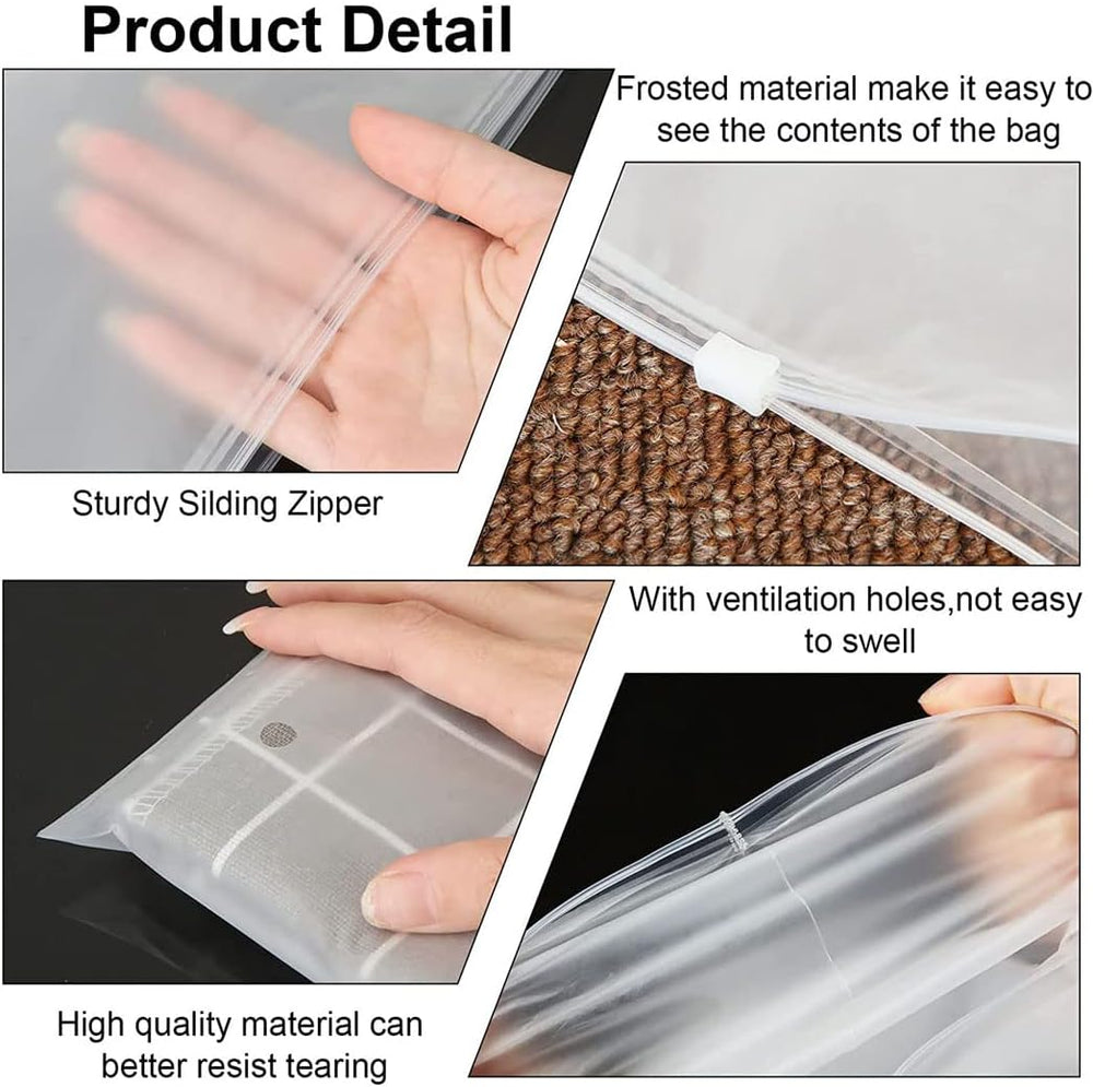 40-Pack Resealable Frosted Zip Bags for Clothing Storage – Breathable Sleeves with Vent Holes