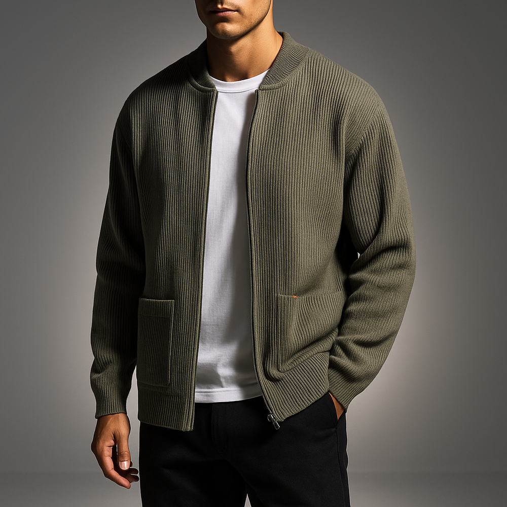 Men's ribbed cardigan, view 1