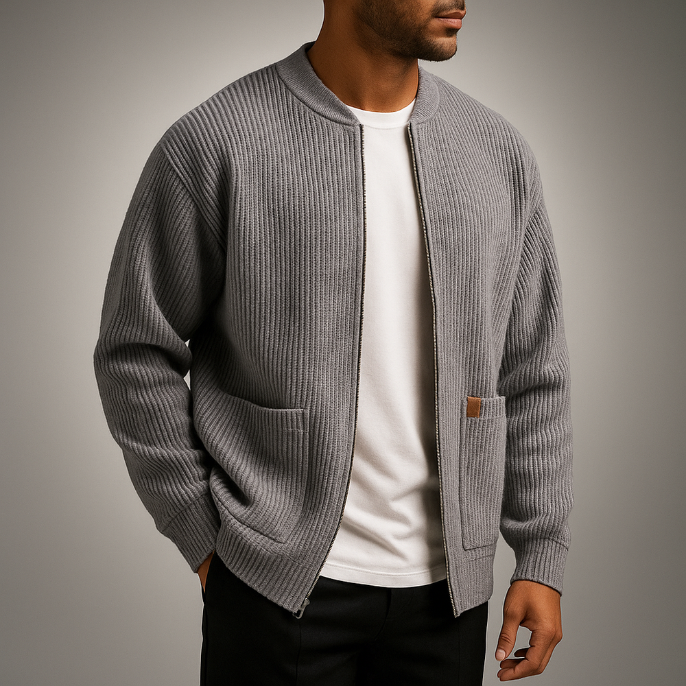 Men's ribbed cardigan, view 2