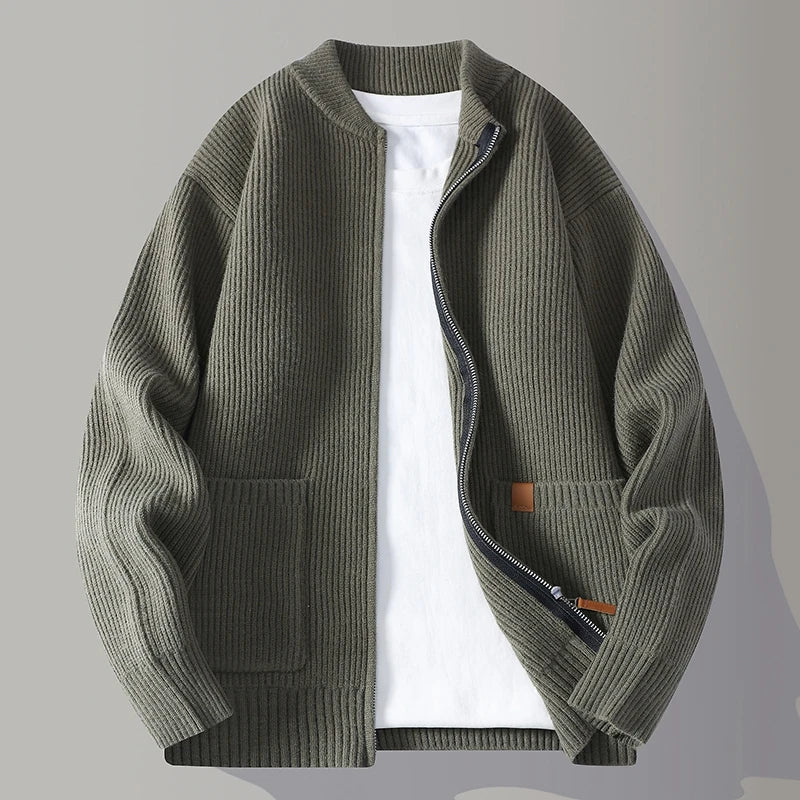 Men's ribbed cardigan, view 3