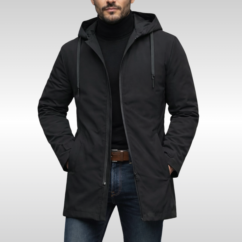 Men's hooded coat, view 2