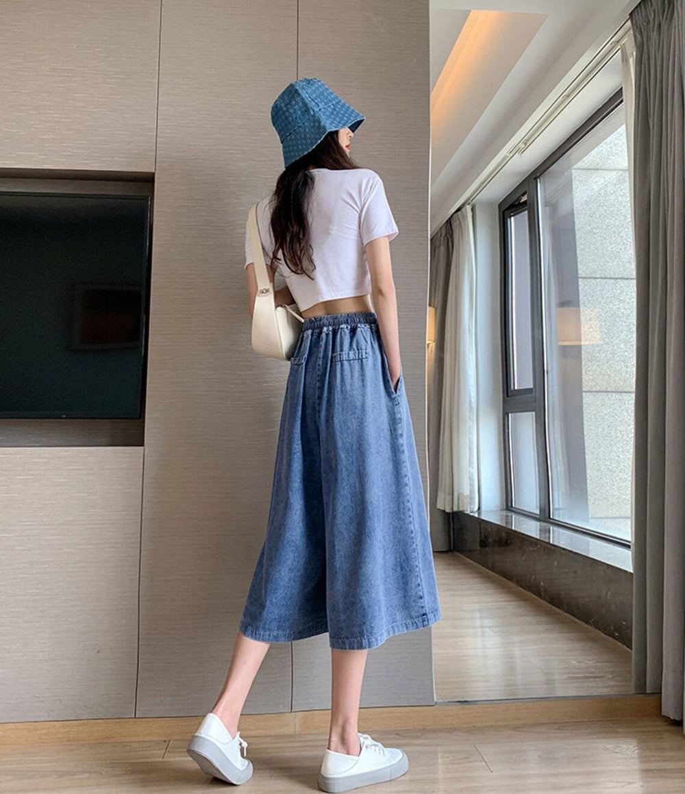 Plus-Size Fall Magic Denim Skirt-Pants - Stylish & Comfortable Women's Fashion