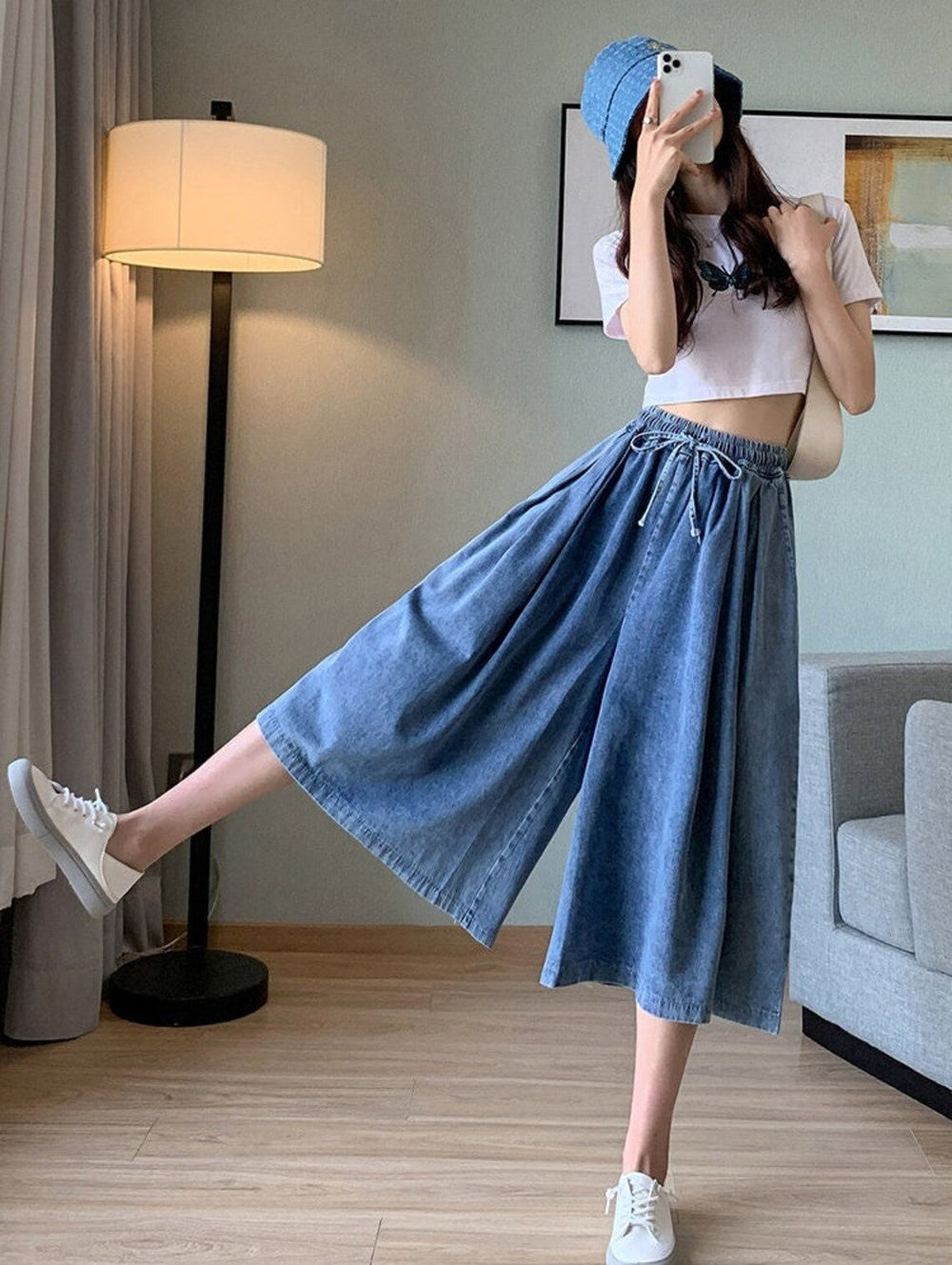 Plus-Size Fall Magic Denim Skirt-Pants - Stylish & Comfortable Women's Fashion