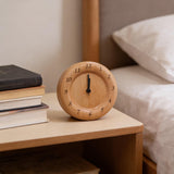 Silent Beech Wood Alarm Clock – Snooze Function, Minimalist Design, Perfect for Home & Office Decor