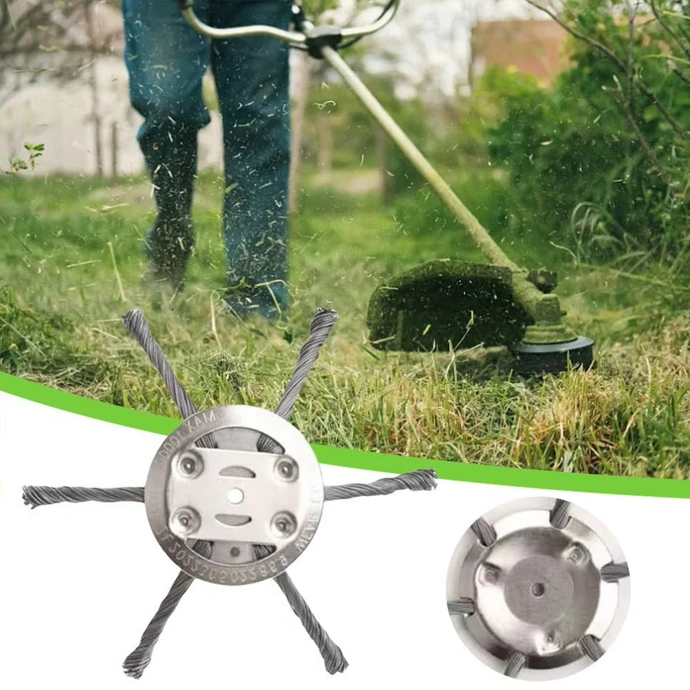 Wire Weed Trimmer Head – Universal Fit, 3 Brush Blades & Replacement Grass Cutter