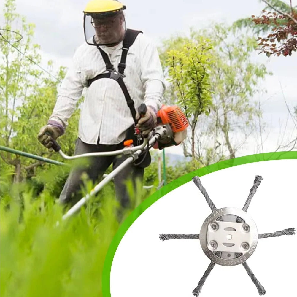 Universal Steel Wire Weed Trimmer Head with 3 Brush Blades, Replacement Grass Cutter Attachment for String Trimmers