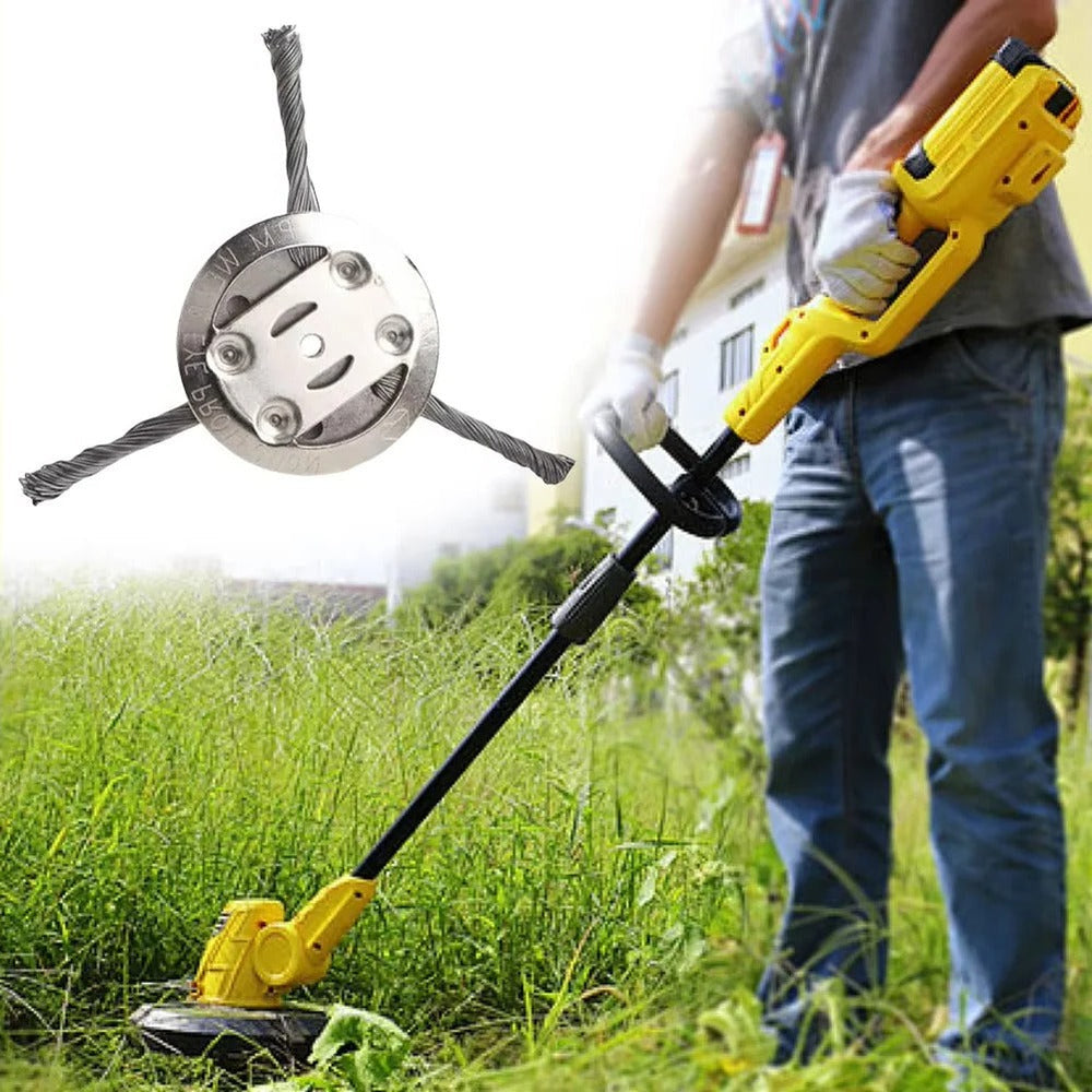 Wire Weed Trimmer Head – Universal Fit, 3 Brush Blades & Replacement Grass Cutter