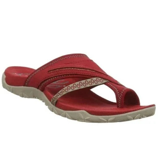 Women's Slide Sandals – Adjustable Cross Strap, Flat Open Toe & Slip-On Design