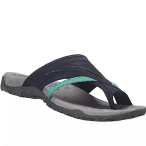 Women's Slide Sandals – Adjustable Cross Strap, Flat Open Toe & Slip-On Design