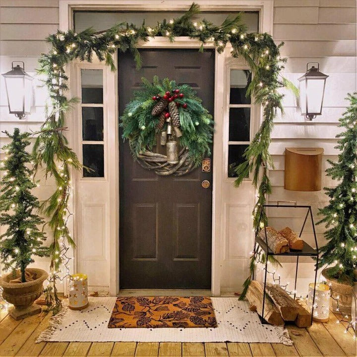 Handmade Bohemian Christmas Wreath - Dried Floral Décor with Natural Vine Accents