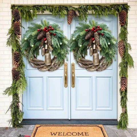 Handmade Bohemian Christmas Wreath - Dried Floral Décor with Natural Vine Accents