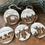 Nativity-Themed Music Sheet Ornament Collection - Elegant Holiday Decor for Christmas Tree & Home