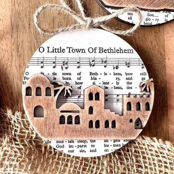 Nativity-Themed Music Sheet Ornament Collection - Elegant Holiday Decor for Christmas Tree & Home
