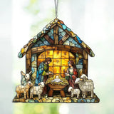 Beautiful Nativity Scene Suncatcher - Handcrafted Stained Glass Window Decor for Christmas & Holiday Celebrations