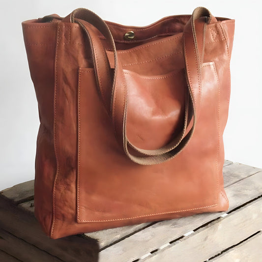 Women's Leather Handbag – Double Straps, 42×36×13cm & Soft PU Material