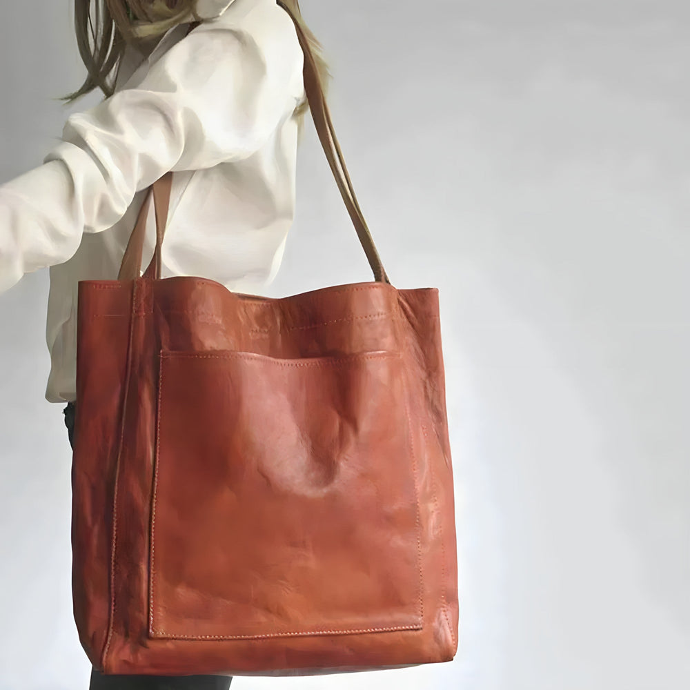 Women's Leather Handbag – Double Straps, 42×36×13cm & Soft PU Leather
