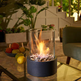 Tabletop Fire Lantern – Borosilicate Glass, Powder-Coated Steel Base & Portable Indoor Outdoor