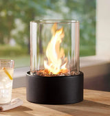 Tabletop Fire Lantern – Borosilicate Glass, Powder-Coated Steel Base & Portable Indoor Outdoor