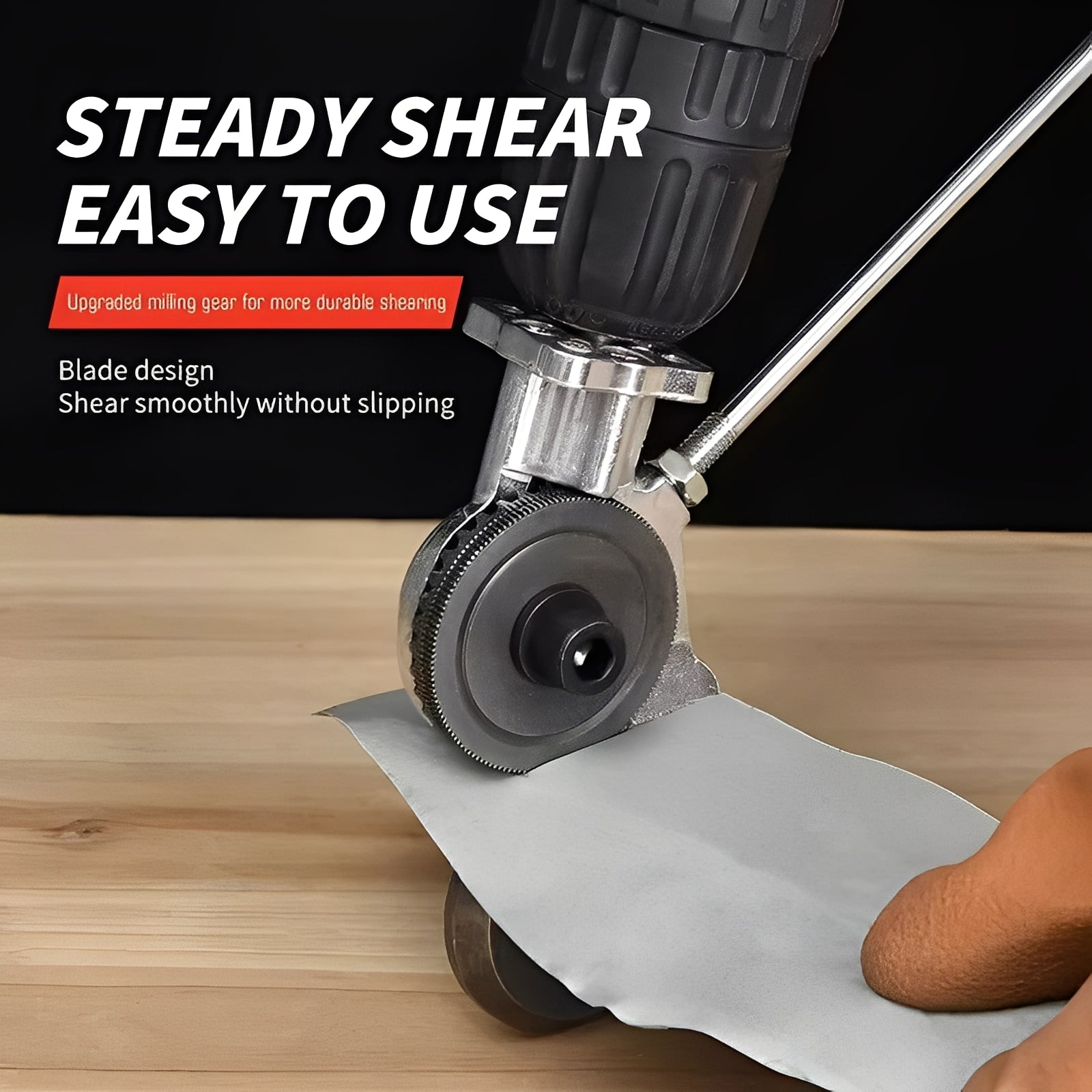 Drill Powered Metal Shear Cutter Attachment for Sheet Material