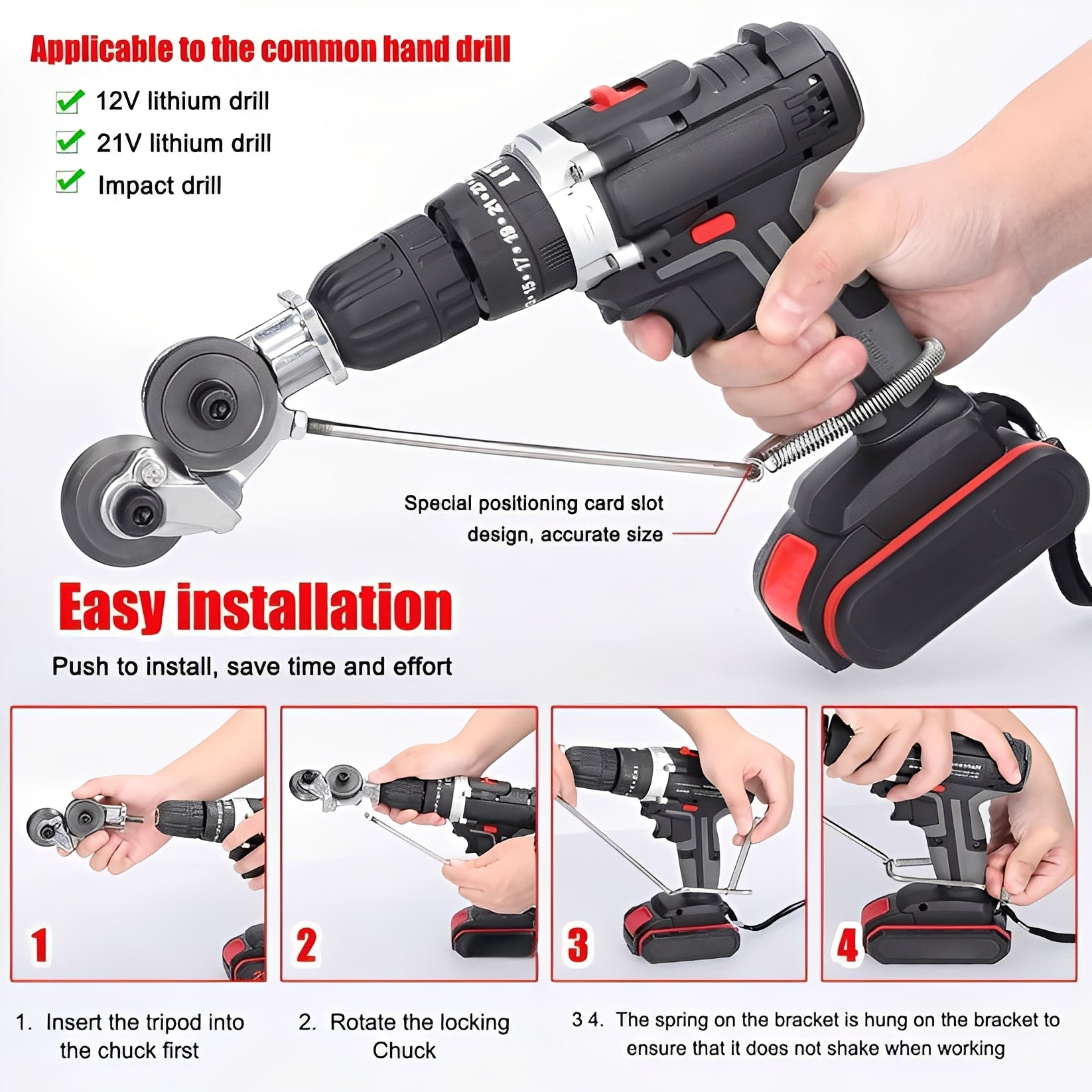 Drill Powered Metal Shear Cutter Attachment for Sheet Material