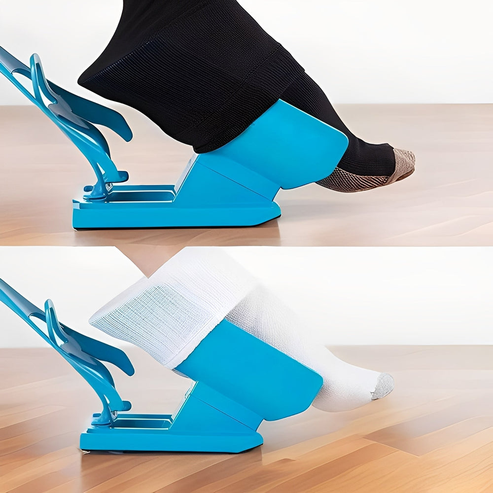 Sock Aid – Long Folding Handle, Compression Stocking Compatible & Non-Slip Cradle