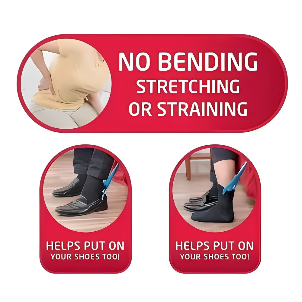 Sock Aid – Long Folding Handle, Compression Stocking Compatible & Non-Slip Cradle