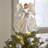 Animated Lighted Angel Tree Topper for Christmas - Festive Holiday Decoration