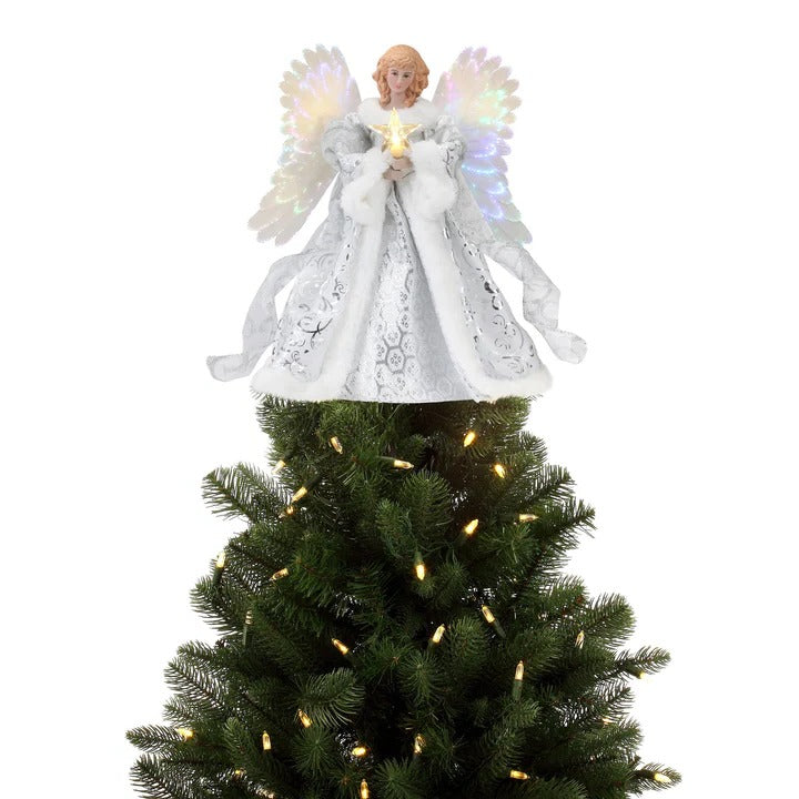 Animated Lighted Angel Tree Topper for Christmas - Festive Holiday Decoration