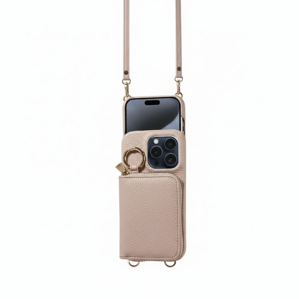 iPhone Wallet Case – Genuine Leather, Zipper Closure & Card Slot Organizer