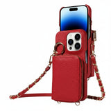 iPhone Wallet Case – Genuine Leather, Zipper Closure & Card Slot Organizer