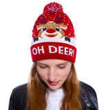LED Light-Up Knitted Christmas Hat - Warm & Flashing Holiday Beanie