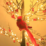 Warm White Glowing Copper Wire Tree with Cardinals – Tabletop Christmas Decor