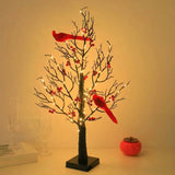 Warm White Glowing Copper Wire Tree with Cardinals – Tabletop Christmas Decor