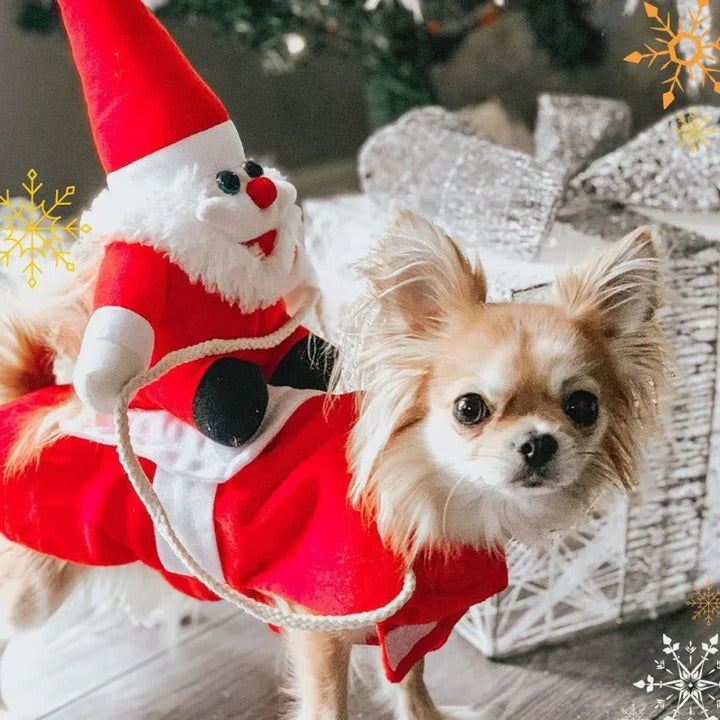 Funny Santa Dog Costume with Lightweight Saddle Design - Soft Fabric for Christmas Cheer