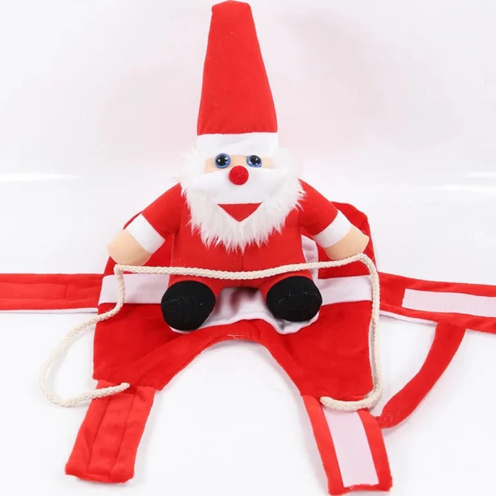 Funny Santa Dog Costume with Lightweight Saddle Design - Soft Fabric for Christmas Cheer