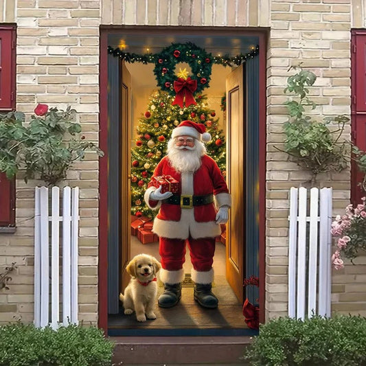 3D Christmas Door Mural Sticker - Waterproof PVC Holiday Decal, Easy Peel & Stick Decoration