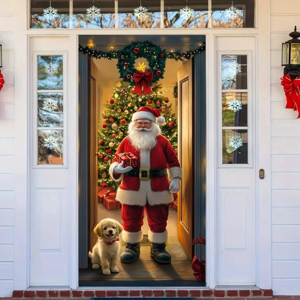 3D Christmas Door Mural Sticker - Waterproof PVC Holiday Decal, Easy Peel & Stick Decoration