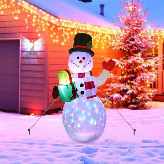 5ft Inflatable Snowman with Rotating LED Lights - Weatherproof Christmas Yard Decoration - Perfect Outdoor Hol