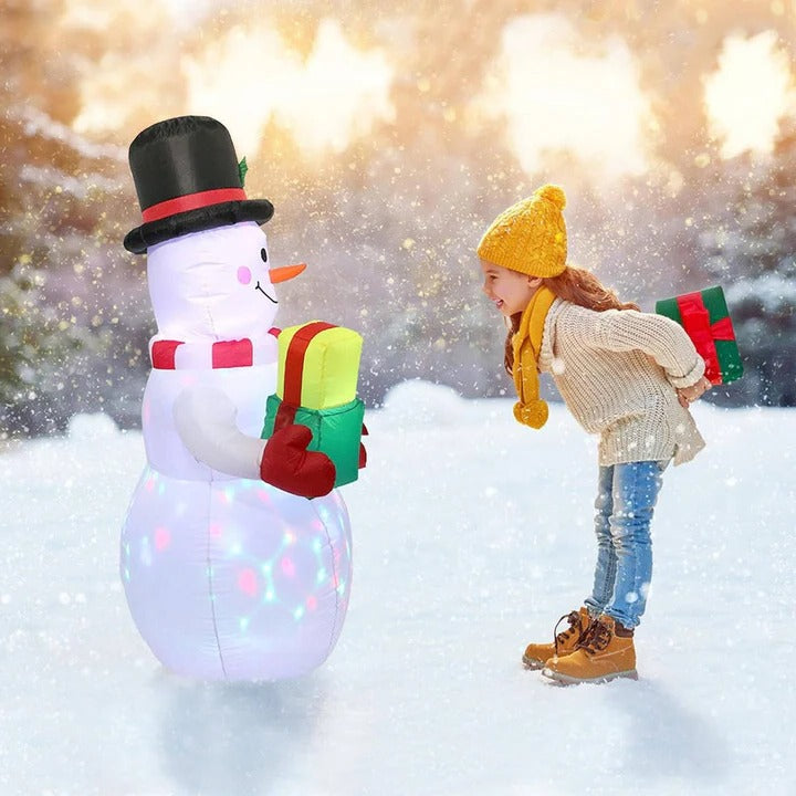 5ft Inflatable Snowman with Rotating LED Lights - Weatherproof Christmas Yard Decoration - Perfect Outdoor Holiday Decor