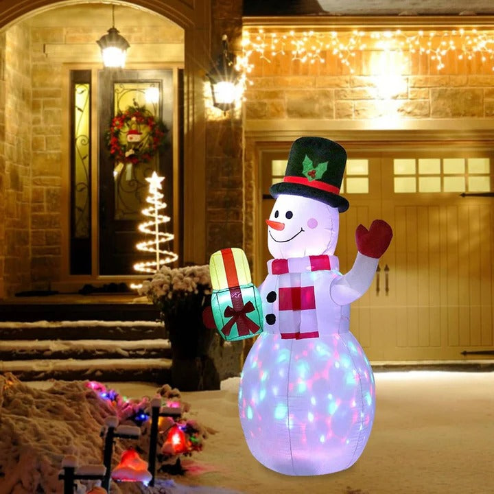 5ft Inflatable Snowman with Rotating LED Lights - Weatherproof Christmas Yard Decoration - Perfect Outdoor Holiday Decor