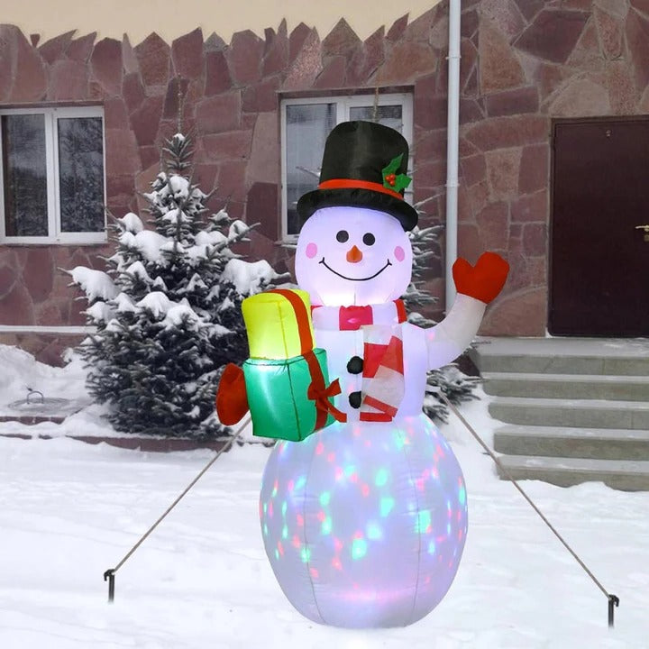 5ft Inflatable Snowman with Rotating LED Lights - Weatherproof Christmas Yard Decoration - Perfect Outdoor Holiday Decor