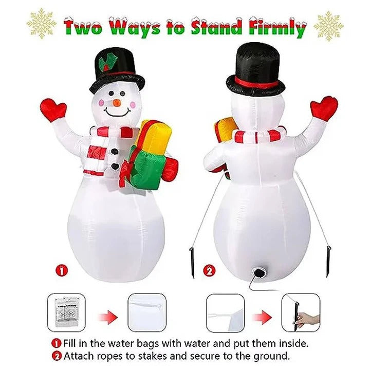 5ft Inflatable Snowman with Rotating LED Lights - Weatherproof Christmas Yard Decoration - Perfect Outdoor Holiday Decor