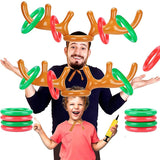 Inflatable Reindeer Antler Ring Toss Game Set - 12-Piece Holiday Party Fun for Kids & Adults