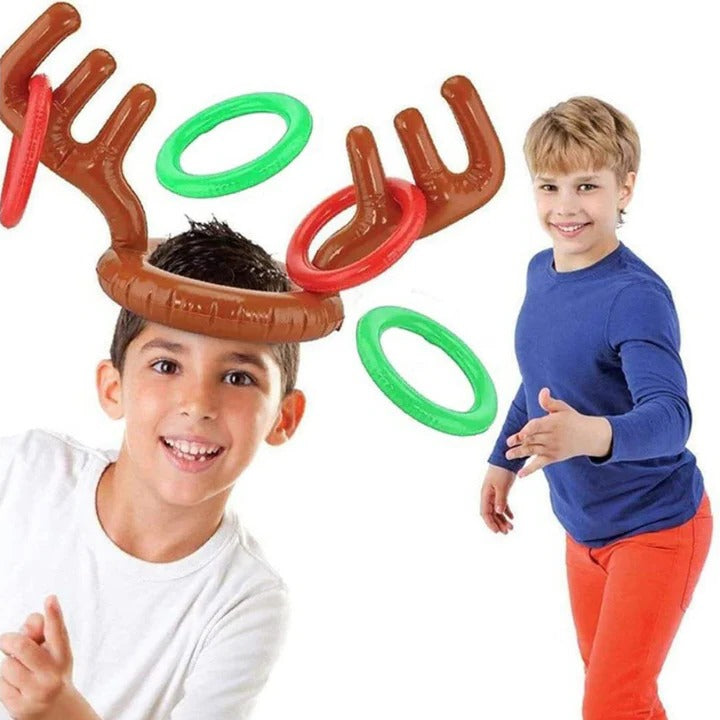 Inflatable Reindeer Antler Ring Toss Game Set - 12-Piece Holiday Party Fun for Kids & Adults