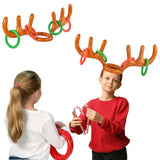 Inflatable Reindeer Antler Ring Toss Game Set - 12-Piece Holiday Party Fun for Kids & Adults