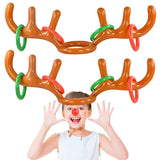 Inflatable Reindeer Antler Ring Toss Game Set - 12-Piece Holiday Party Fun for Kids & Adults