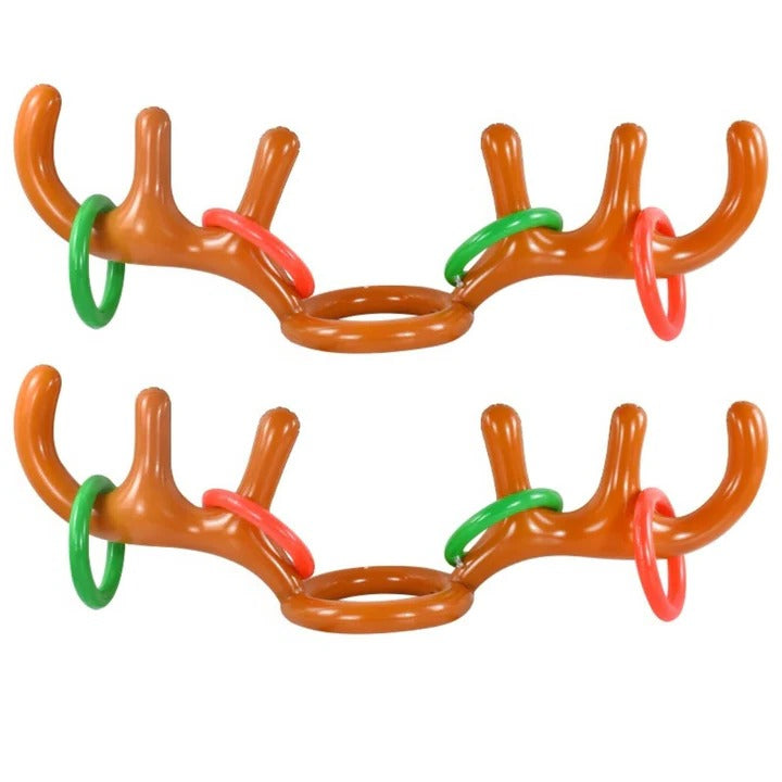 Inflatable Reindeer Antler Ring Toss Game Set - 12-Piece Holiday Party Fun for Kids & Adults