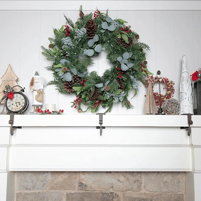 Adjustable Weighted Mantle Hook for Holiday Stockings & Greenery - Secure & Stylish Decoration Solution