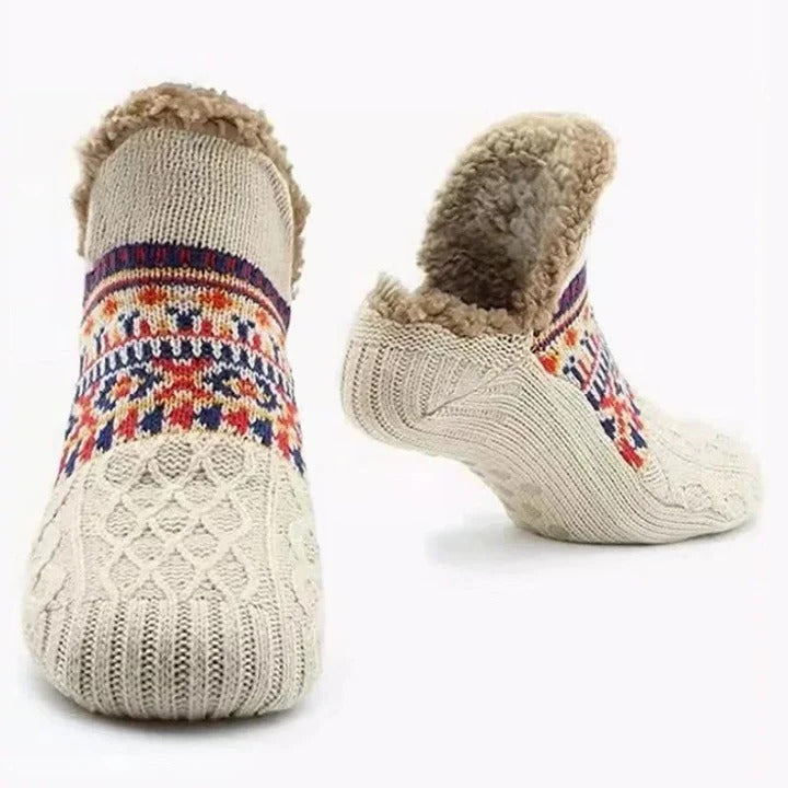 Snowflake Pattern Thermal Winter Socks – Knit Christmas Floor Socks
